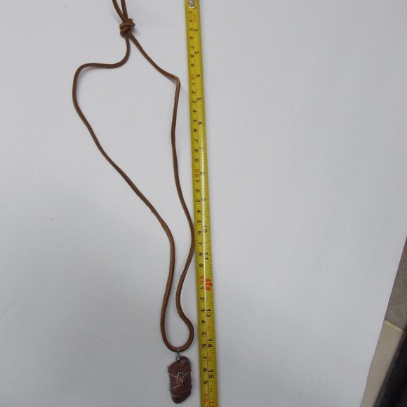 Wired rock on leather strap approximately 19 1/4" tip to tip tied by MPG Design - Picture 7 of 7